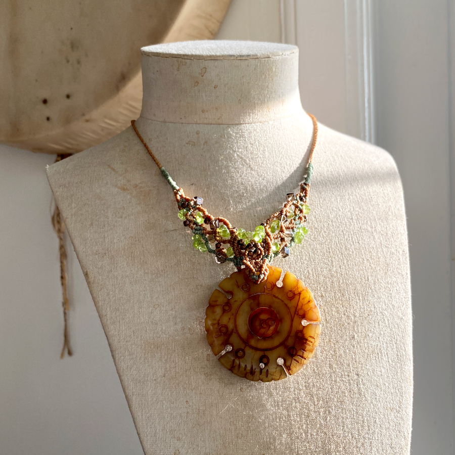 Nephrite Jade crystal healing amulet