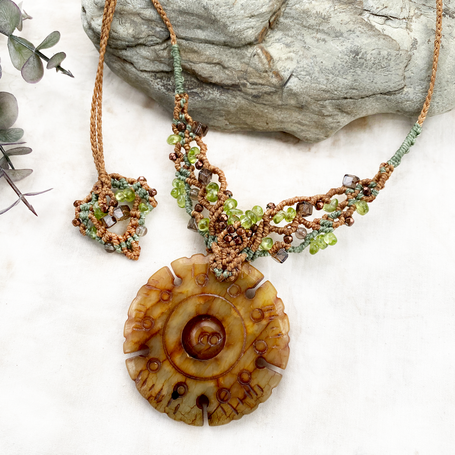 Nephrite Jade crystal healing amulet