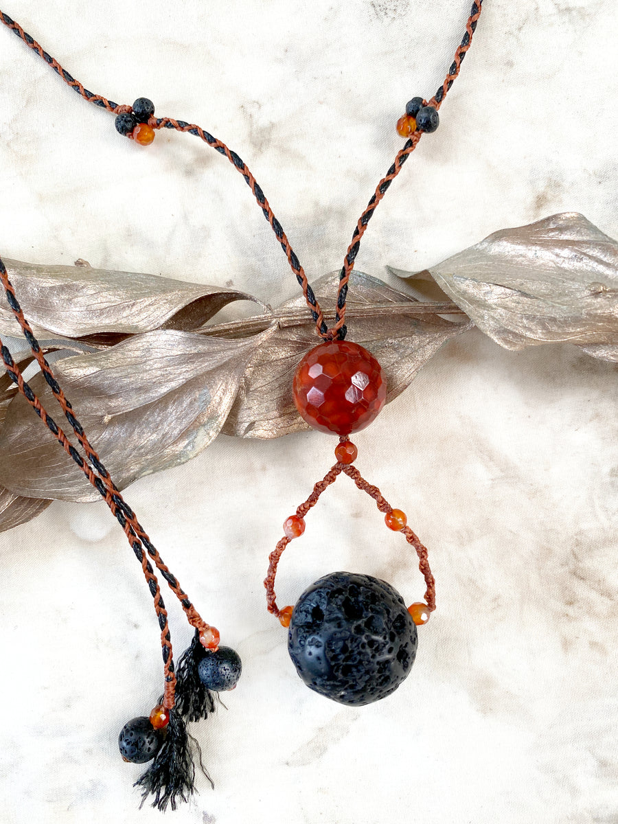 'Inner Fire' ~ crystal healing amulet with Lava Stone & Fire Agate