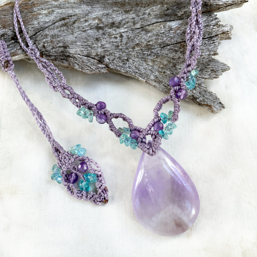 Lavender Amethyst crystal healing amulet