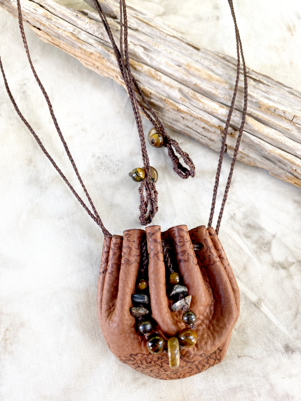 Small leather pouch necklace for carrying tiny treasures – Spirit