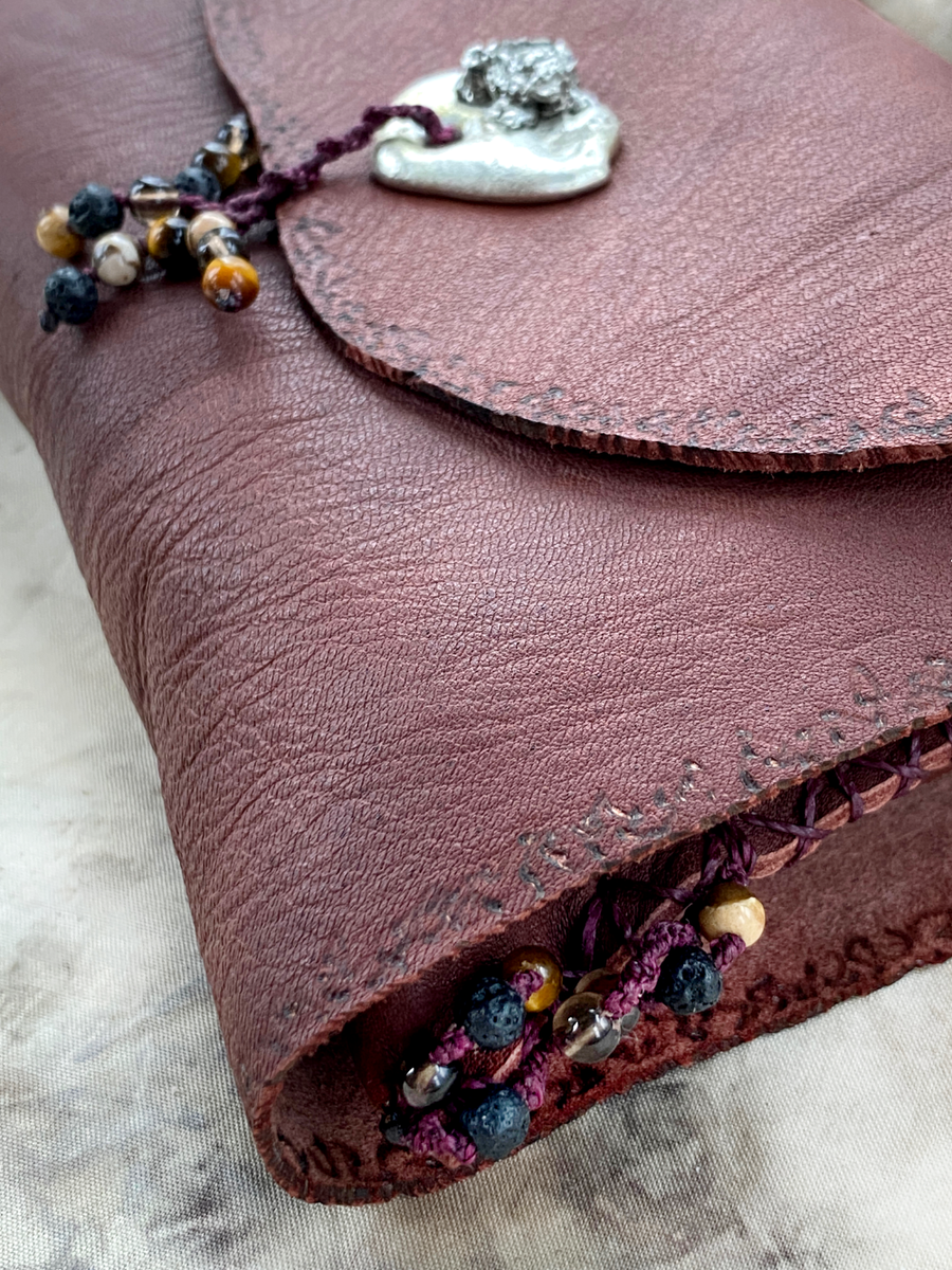 Leather wrap pouch for tarot deck