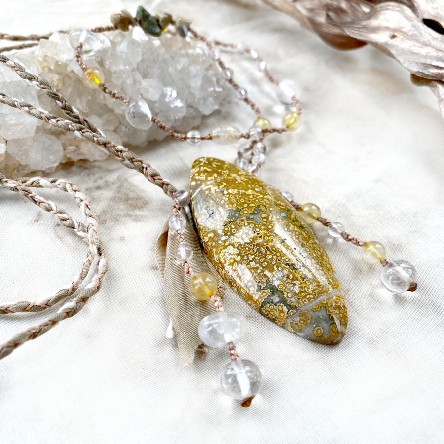 Ocean Jasper crystal healing amulet