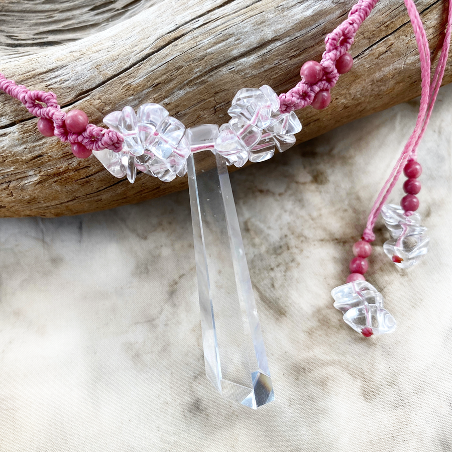 Faceted crystal glass amulet necklace