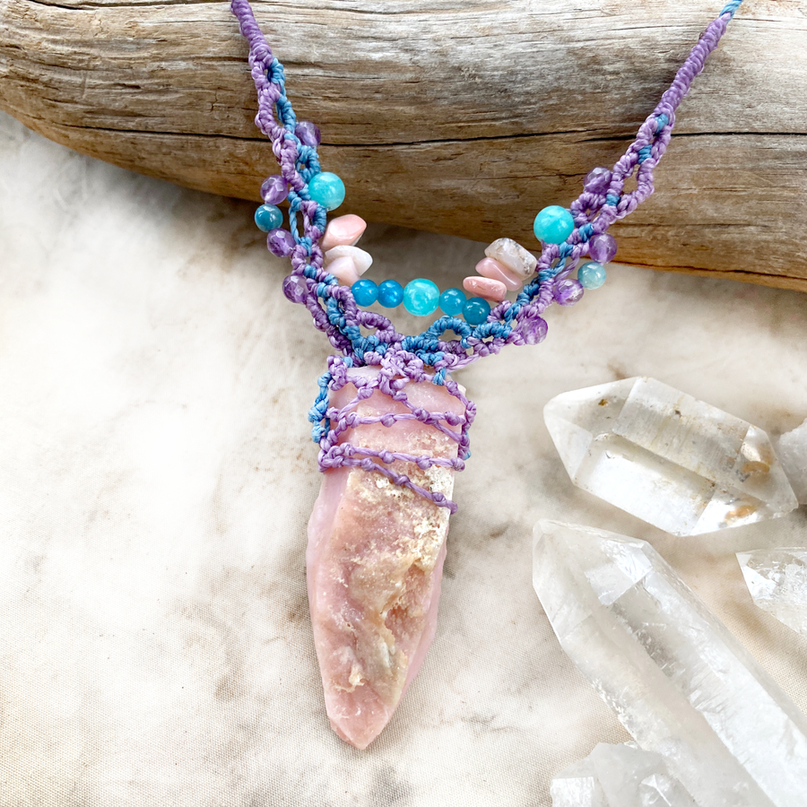 Peruvian Pink Opal crystal healing amulet