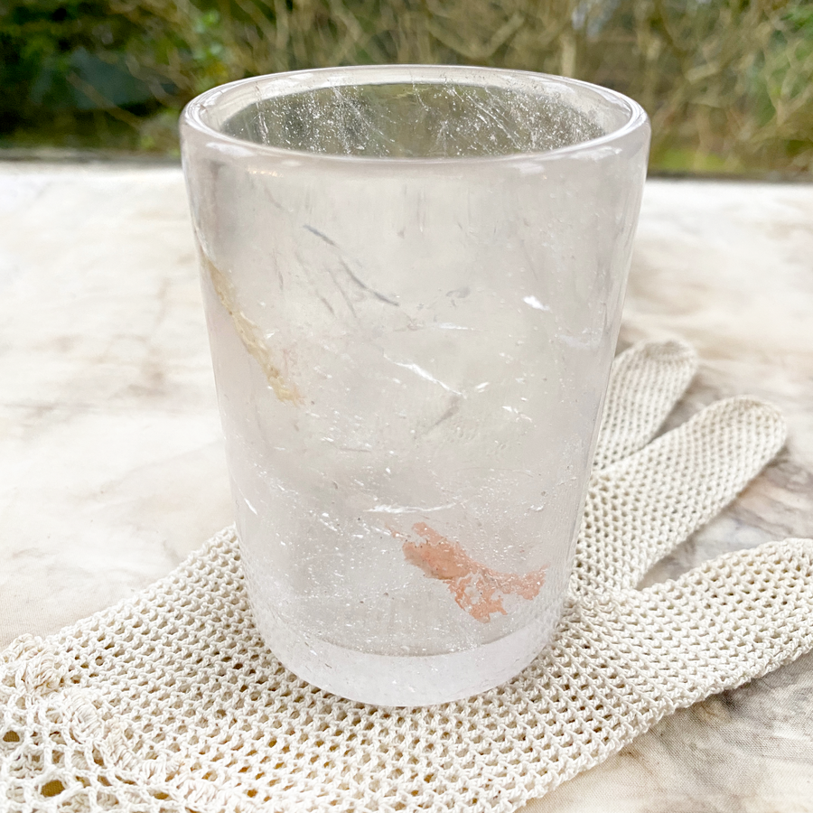 Carved Quartz crystal drinking cup / tumbler ~ one of a kind