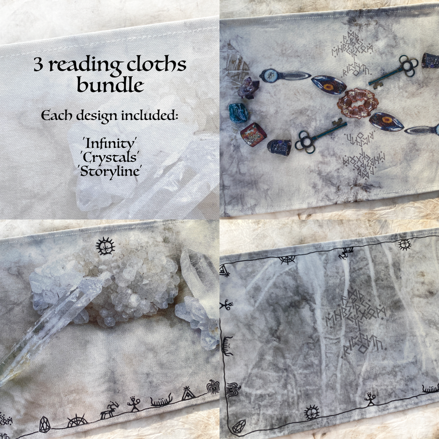 PRE-ORDER: All 3 reading cloths ~ 'Infinity' / 'Crystals' / 'Storyline'