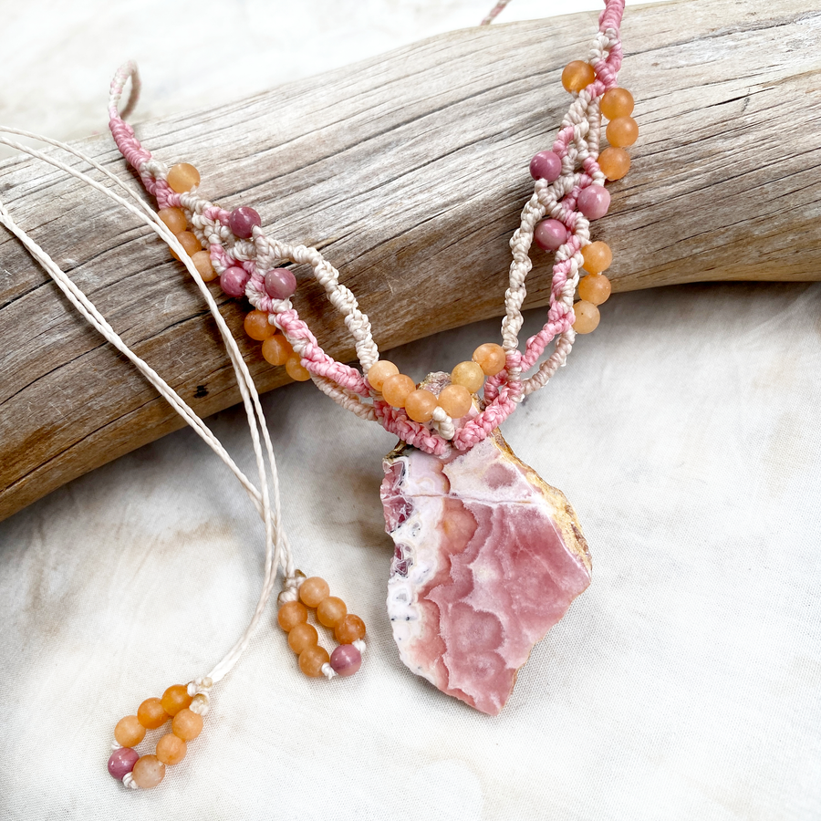 Rhodochrosite crystal healing amulet