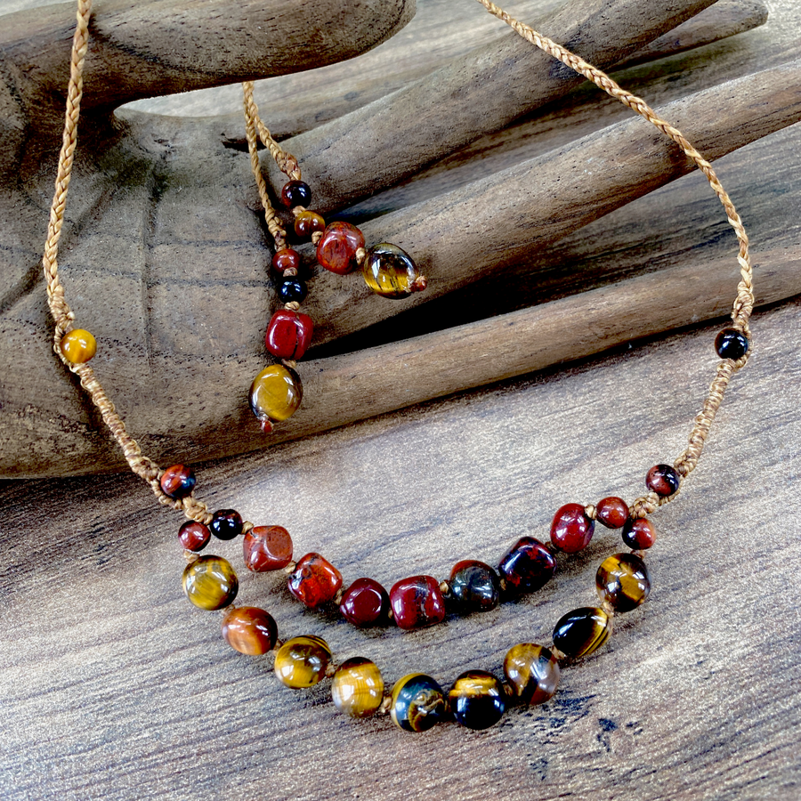 'Energy Magic' ~ crystal healing amulet with Red Jasper & Tiger Eye