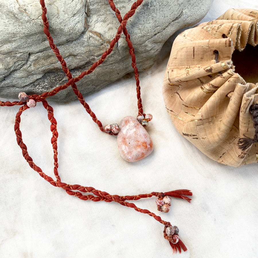 Sunstone crystal healing amulet