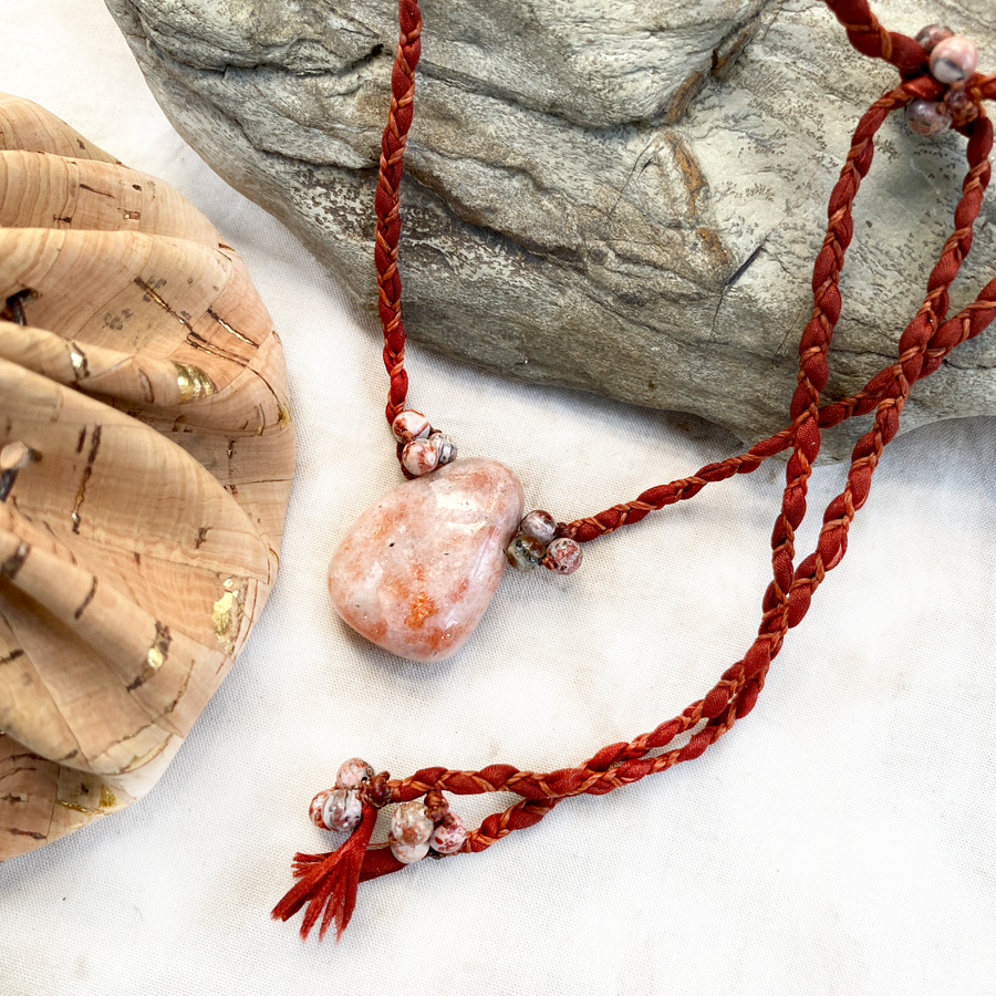 Sunstone crystal healing amulet