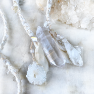 Quartz point crystal healing amulet
