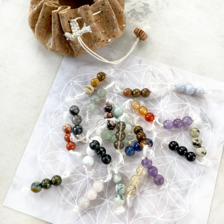 Crystal healing divination set of 24 crystals ~ travel size