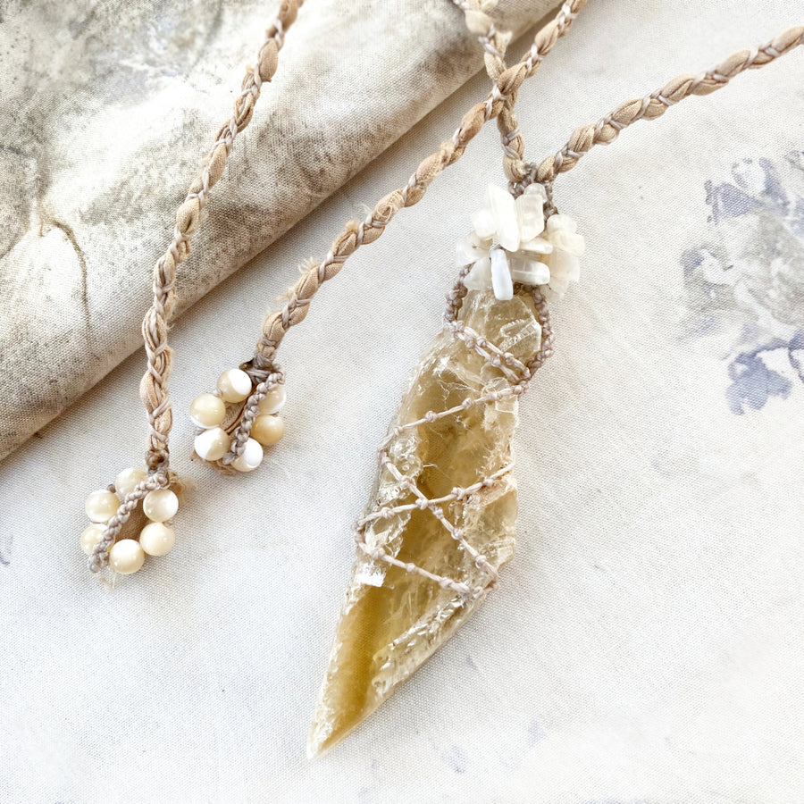 Angel Wing Selenite crystal healing amulet