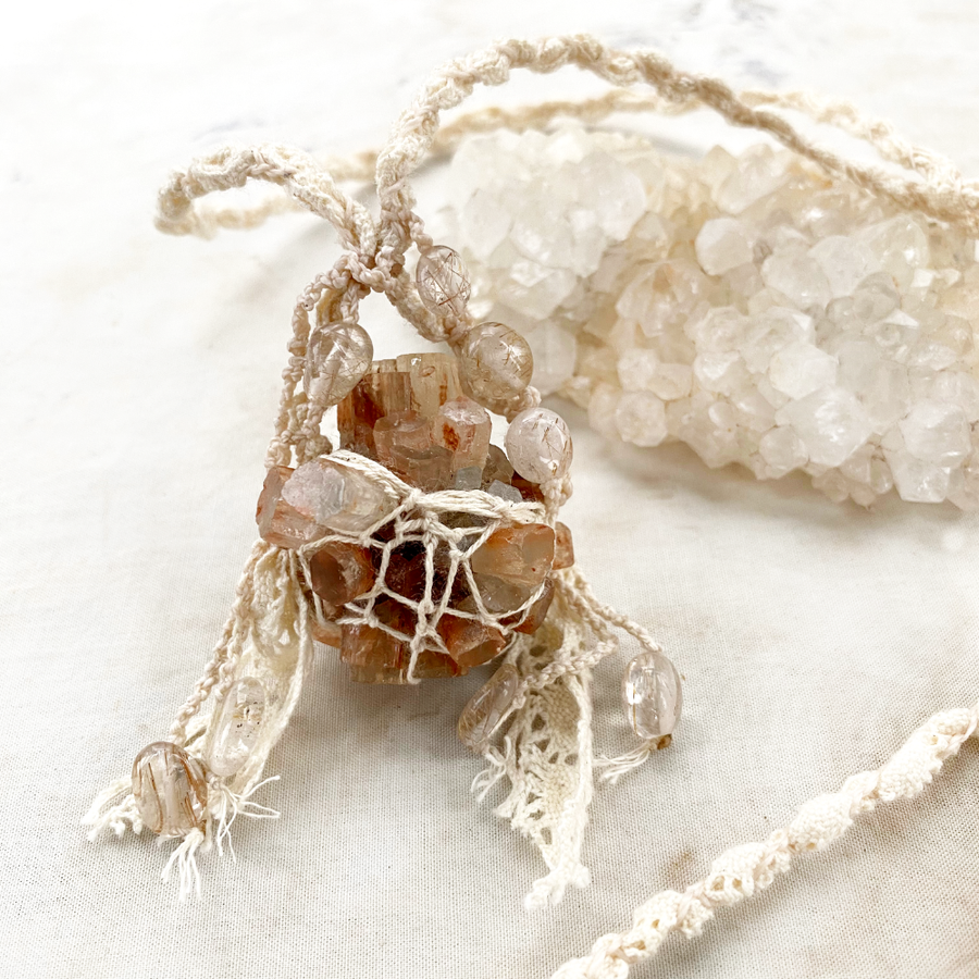 Aragonite crystal healing amulet