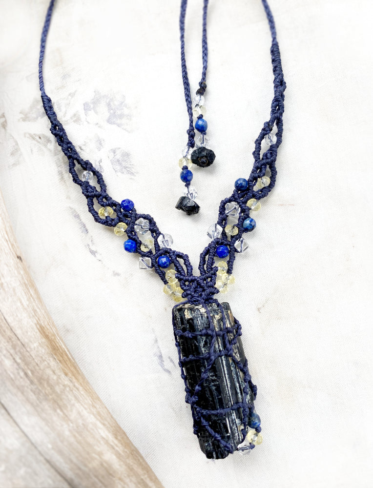 'Embrace of the Night Sky' ~ crystal healing amulet with Black Tourmaline
