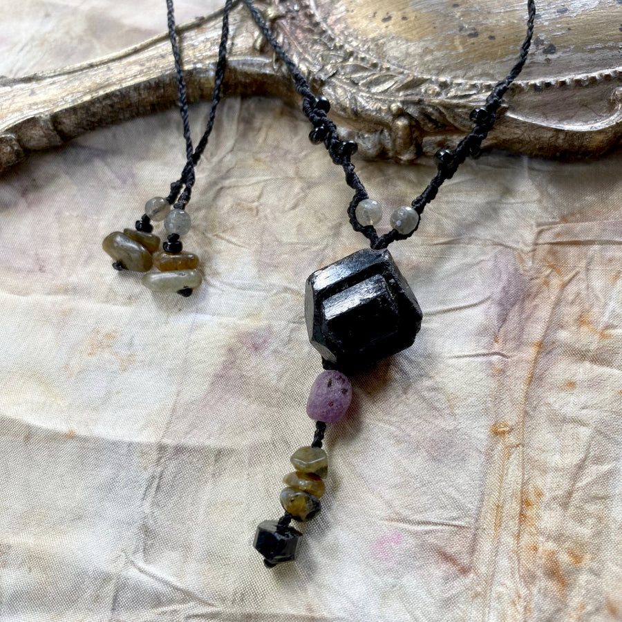 Black Tourmaline crystal healing amulet