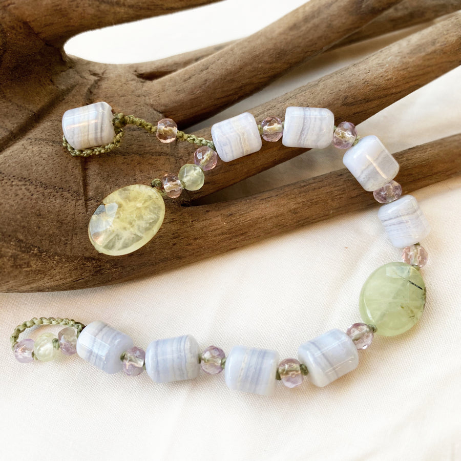Crystal healing bracelet in pastel tones ~ for wrist size up to 6.25