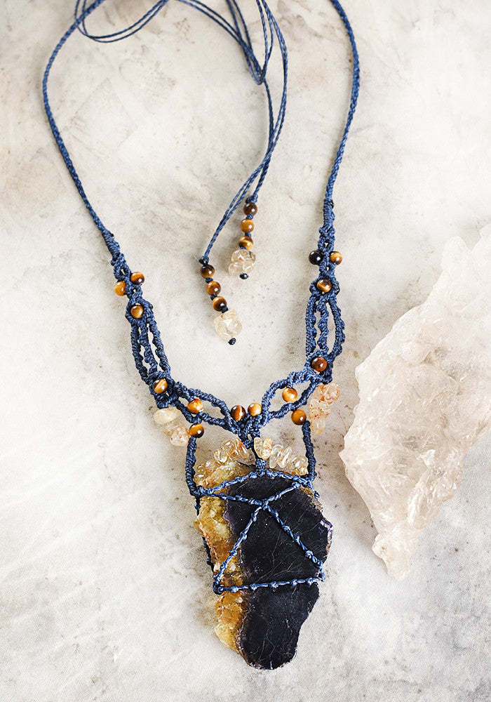 'Cascade of Wisdom' ~ crystal healing amulet with Blue John Fluorite