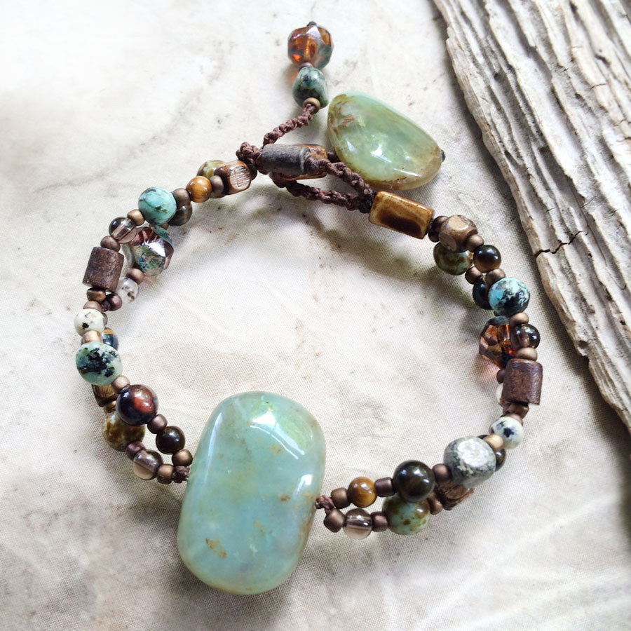 Crystal bracelet with Blue Andean Opal ~ for wrist size 7