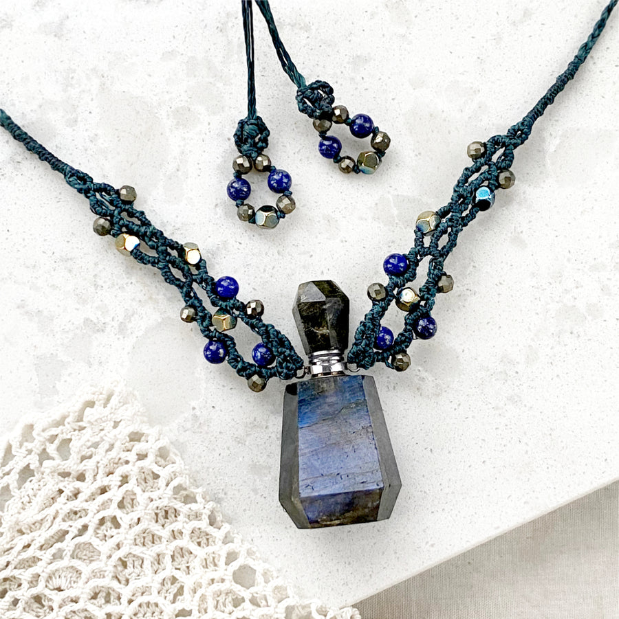 Crystal bottle amulet (Labradorite) ~ for essential oil or perfume