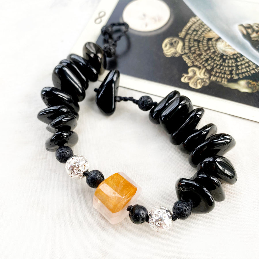 Crystal healing bracelet with Black Tourmaline ~ for wrist size up to 6.25