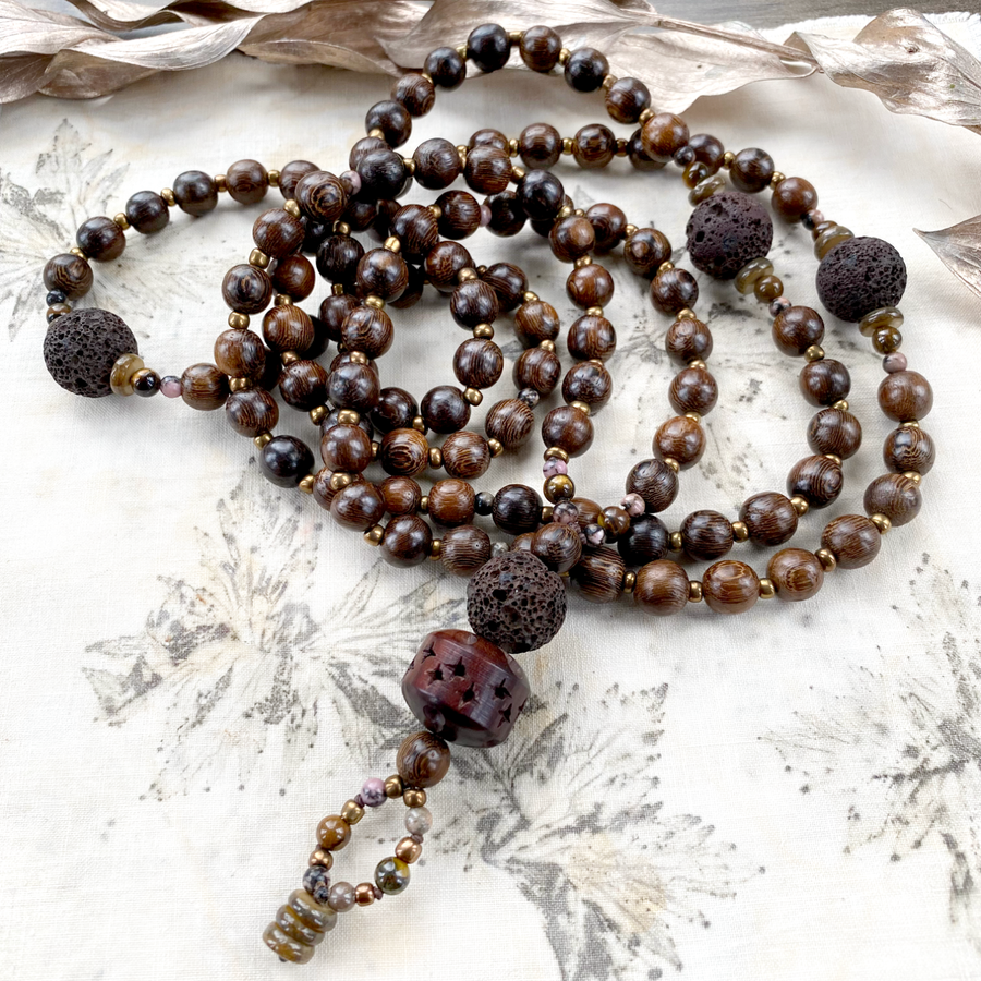 Meditation mala with 108 wooden counter beads