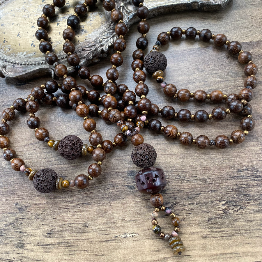 Meditation mala with 108 wooden counter beads