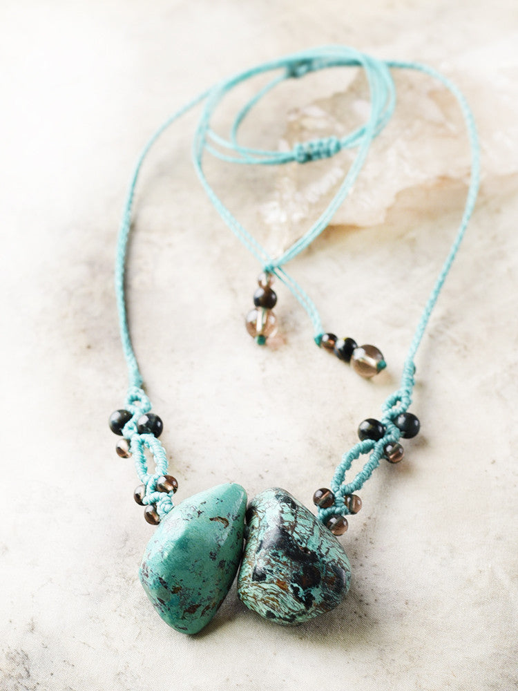 Crystal healing amulet with Chrysocolla
