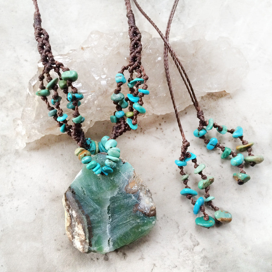 'Song of the Waves' ~ Chrysocolla crystal energy necklace with Turquoise