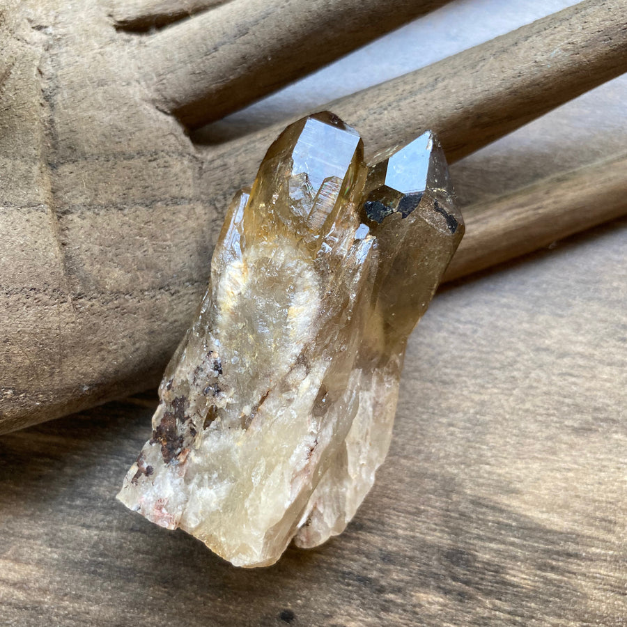 Natural Citrine lightbrary crystal twin-point
