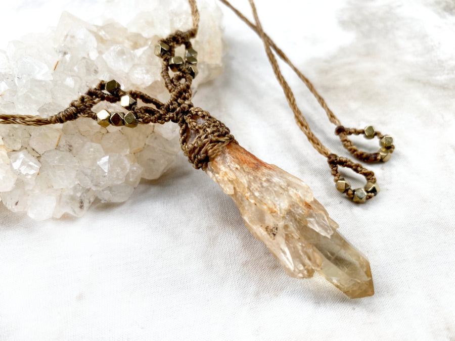 Citrine crystal healing amulet