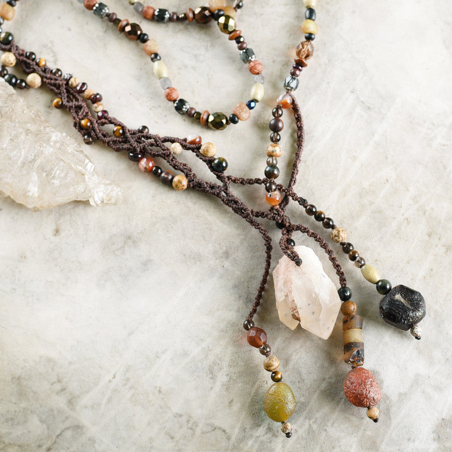 'Phoenix Incantation' ~ crystal energy talisman, lariat style necklace