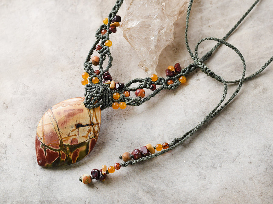 Crystal healing amulet with Picasso Jasper