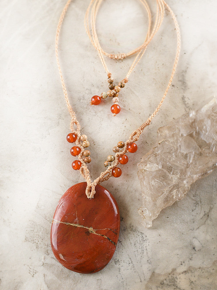 Red Jasper crystal healing necklace