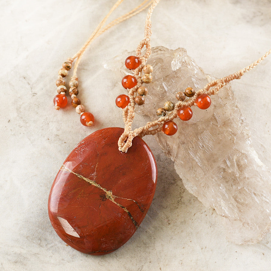 Red Jasper crystal healing necklace