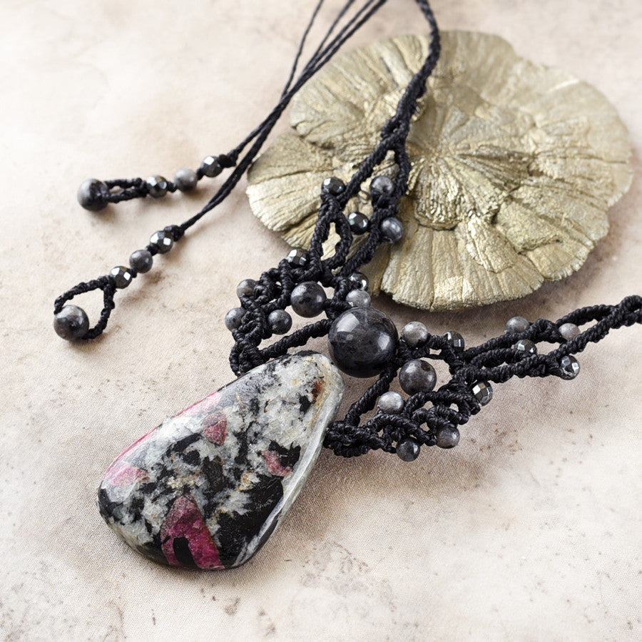 Crystal healing amulet with Eudialyte