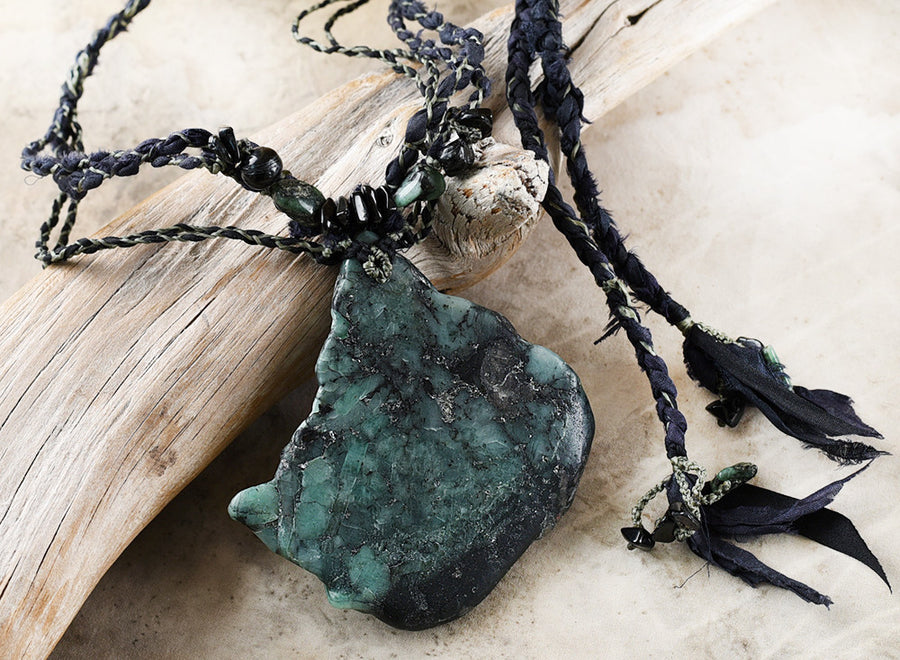Stone talisman with Black Tourmaline included Emerald