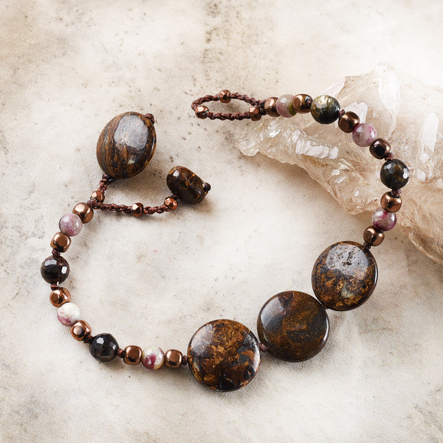 Crystal healing bracelet with Bronzite ~ for up to 6.5