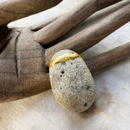 'Dedication Stone' ~ sea-tumbled Flint stone with genuine 24ct gold leaf