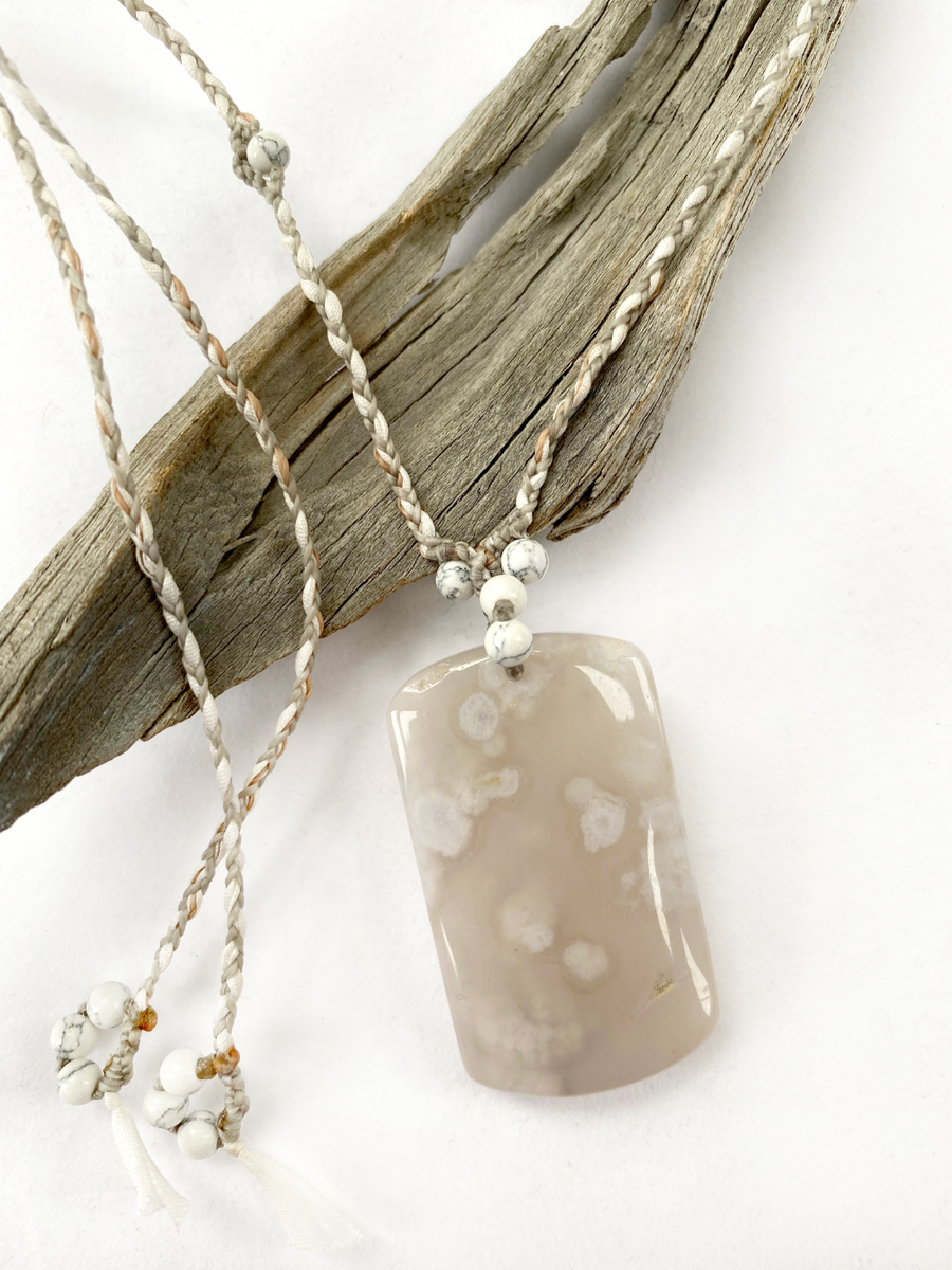 Flower Agate crystal healing amulet
