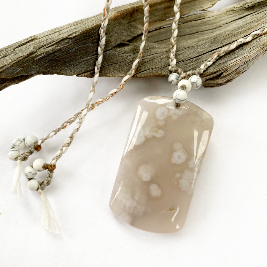 Flower Agate crystal healing amulet