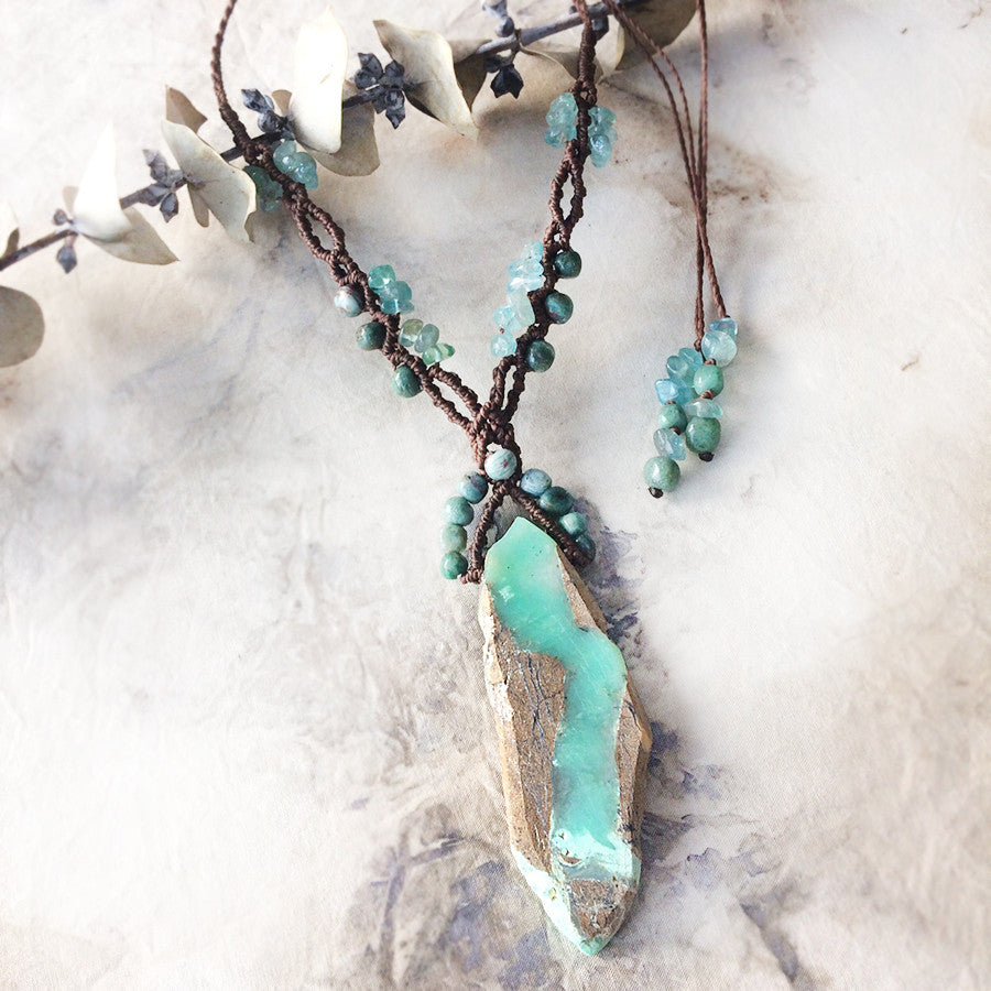 Chrysoprase crystal healing amulet