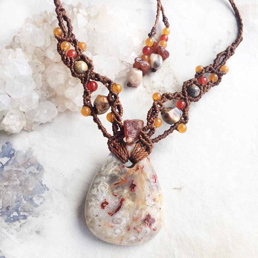 Crazy Lace Agate crystal healing amulet