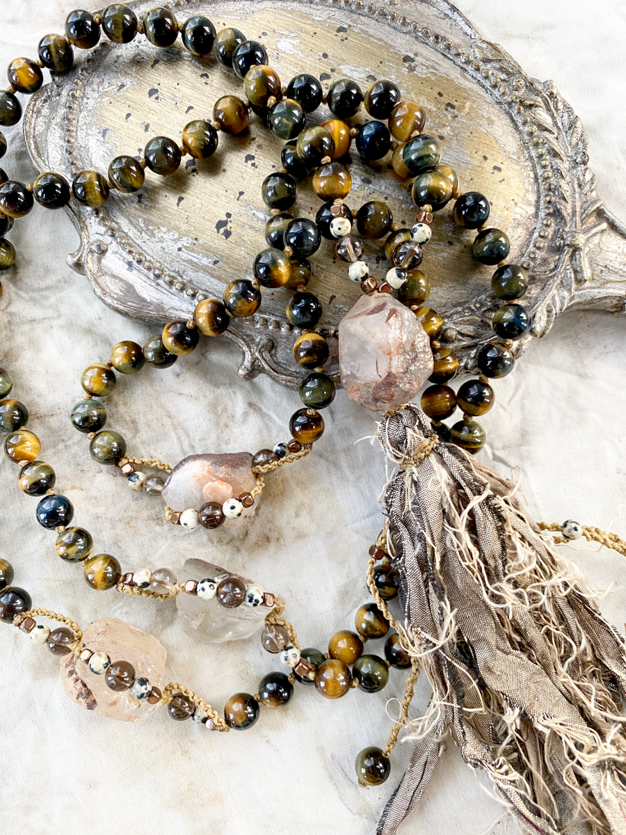 Meditation mala with 108 Hawk Eye counter beads