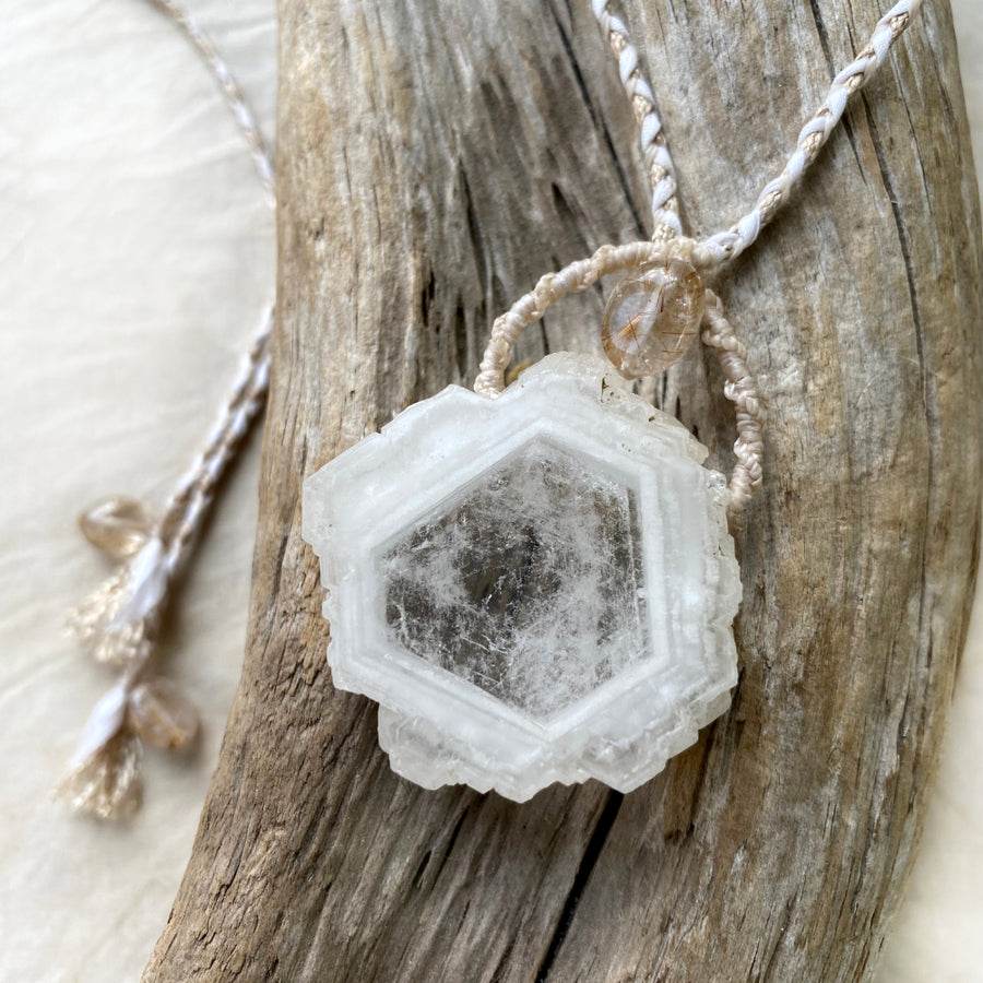 Hexagonal Quartz crystal healing amulet
