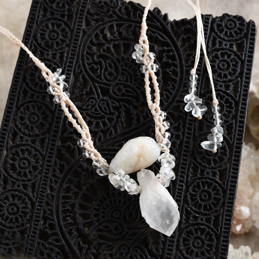 'Destiny Within' ~ Hollandite Star Quartz crystal amulet with white Agate & clear Quartz