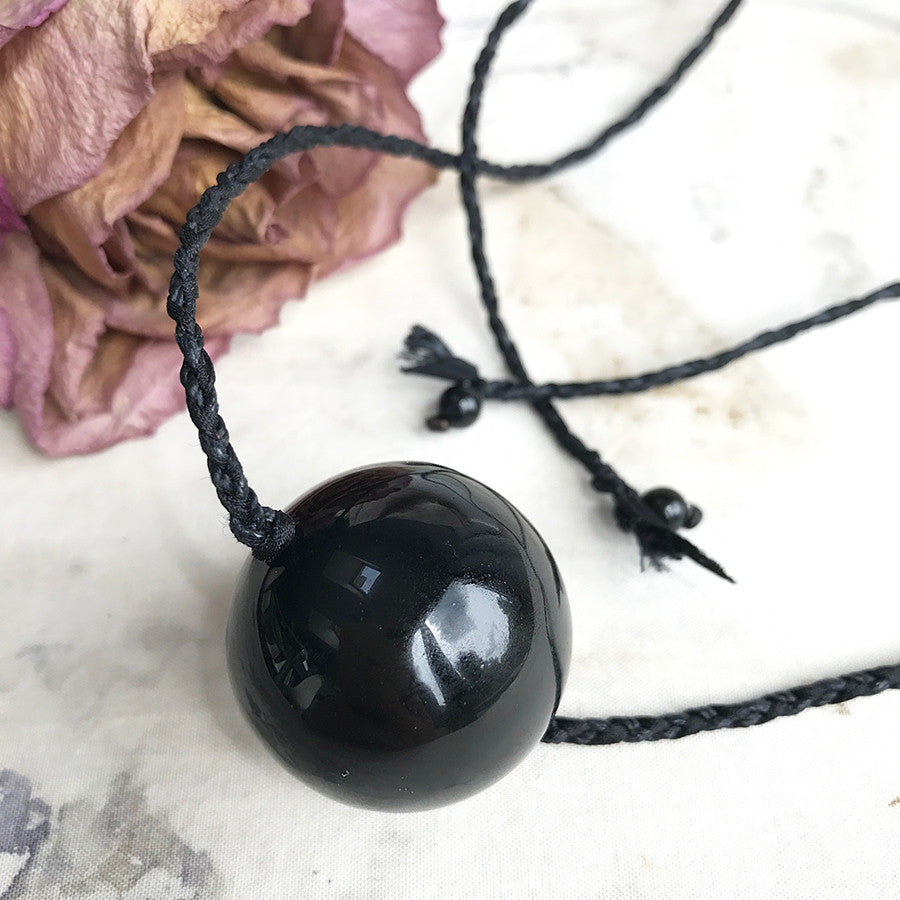 Black Agate sphere ~ crystal healing amulet