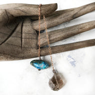 Crystal pendulum for dowsing ~ with Smokey Quartz & Chrysocolla