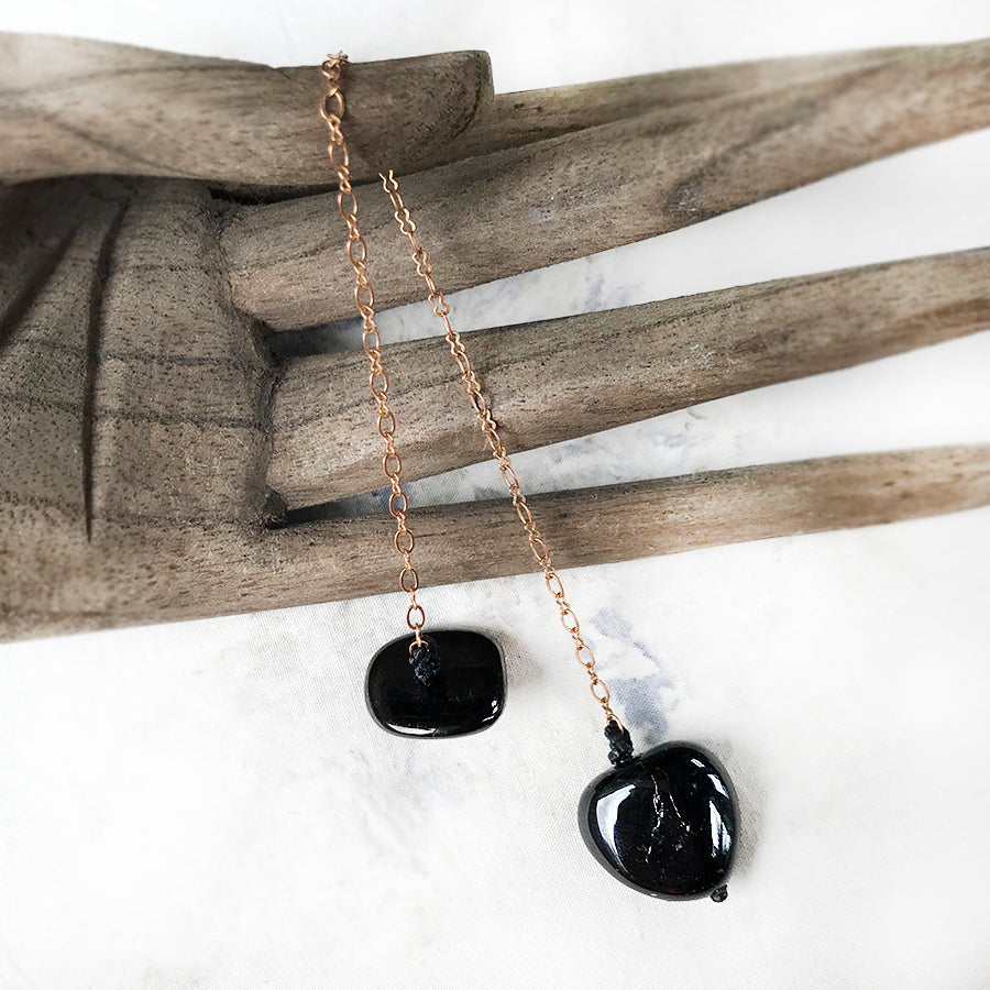Crystal pendulum for dowsing ~ with Black Tourmaline & Jet